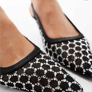 ASOS Black Crystal-Embellished Pointed Mesh Flats
